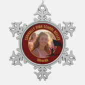 Maroon Gold Color Guard Photo High School Dancer Schneeflocken Zinn-Ornament (Vorderseite)