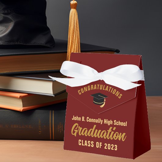 Maroon Gold Customizable School Graduation Party Geschenkschachtel