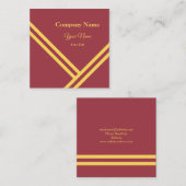 Maroon Gold Diagonal Stripes Modernes Grafikdesign Quadratische Visitenkarte (Vorne/Hinten)