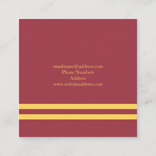 Maroon Gold Diagonal Stripes Modernes Grafikdesign Quadratische Visitenkarte (Rückseite)