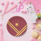 Maroon Gold Diagonal Stripes Star Moderne Grafik Pappteller (Party)