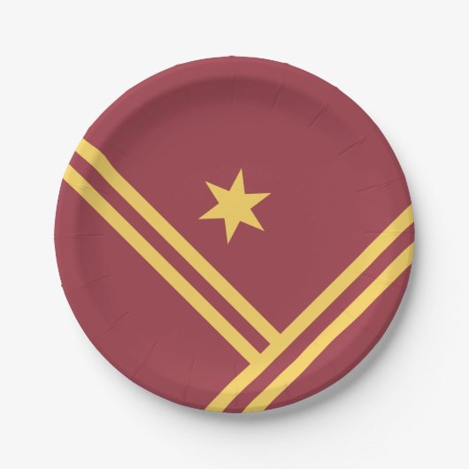 Maroon Gold Diagonal Stripes Star Moderne Grafik Pappteller (Vorderseite)