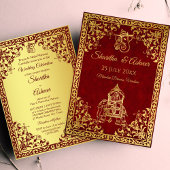 Maroon Gold Elefant indische Bräute Luxus Hochzeit Einladung