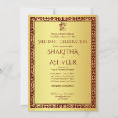 Maroon Gold Elefant indische Bräute Luxus Hochzeit Einladung (Rückseite)