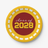 Maroon & Gold Filmstrip Class Jahr Abschluss Pappteller (Vorderseite)
