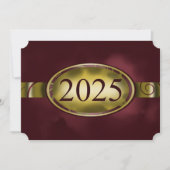Maroon Gold Floral Button 2025 Graduation Party Einladung (Vorderseite)