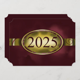 Maroon Gold Floral Button 2025 Graduation Party Einladung