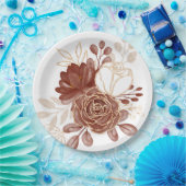 Maroon Gold Floral Pappteller (Party)