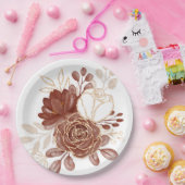 Maroon Gold Floral Pappteller (Party)