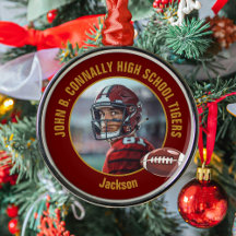 Maroon Gold Football Player Photo Christmas