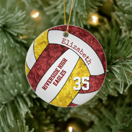 Maroon Gold Girl Volleyball Team Farben Keramik Ornament