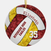 Maroon Gold Girl Volleyball Team Farben Keramik Ornament (Vorne)