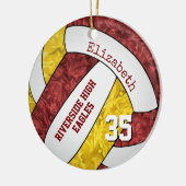 Maroon Gold Girl Volleyball Team Farben Keramik Ornament (Links)