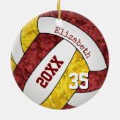 Maroon Gold Girl Volleyball Team Farben Keramik Ornament (Hinten)