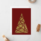 Maroon Gold Glitzer Weihnachtsbaum - Flachbildschi Mitteilungskarte (Vorderseite/Rückseite Beispiel)