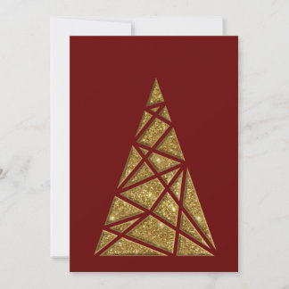 Maroon Gold Glitzer Weihnachtsbaum - Flachbildschi Mitteilungskarte