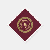 Maroon Gold Grad Cap Class of 20XX Party Serviette (Ecke)