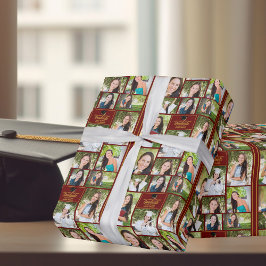 Maroon Gold Graduate 9 Foto Collage Abschluss Geschenkpapier