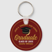 Maroon Gold Graduate Chic Custom 2023 Abschluss Schlüsselanhänger (Vorderseite)