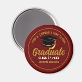 Maroon Gold Graduate Custom 2025 Abschluss Magnet (Vorderseite/Rückseite)