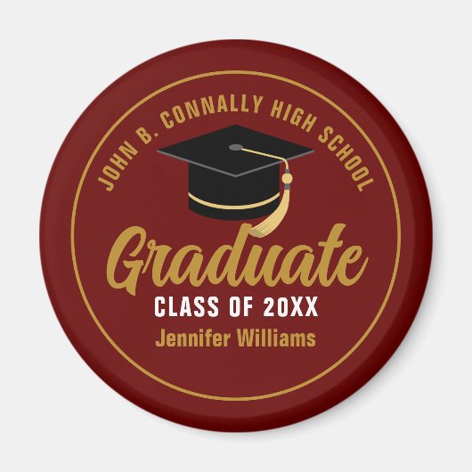 Maroon Gold Graduate Custom 2025 Abschluss Magnet (Vorne)