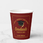 Maroon Gold Graduate Custom 2025 Graduation Party Pappbecher (Vorderseite)