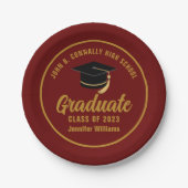 Maroon Gold Graduate Custom 2025 Graduation Party Pappteller (Vorderseite)