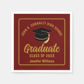 Maroon Gold Graduate Custom 2025 Graduation Party Serviette (Vorderseite)