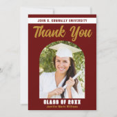 Maroon Gold Graduate Foto Arch 2025 Abschluss Dankeskarte (Vorderseite)