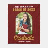 Maroon Gold Graduate Foto Arch Abschluss Fleecedecke (Vorderseite)