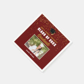 Maroon Gold Graduate Foto Chic Graduation Party Serviette (Ecke)