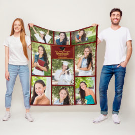Maroon Gold Graduate Foto Collage Abschluss Fleecedecke