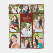 Maroon Gold Graduate Foto Collage Abschluss Fleecedecke (Vorderseite)