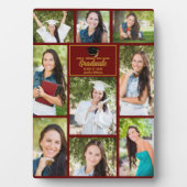 Maroon Gold Graduate Foto Collage Abschluss Fotoplatte (Vorderseite)