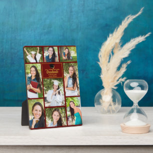 Maroon Gold Graduate Foto Collage Abschluss Fotoplatte