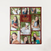 Maroon Gold Graduate Foto Collage Abschluss Wandteppich (Vorderseite)