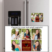 Maroon Gold Graduate Foto Collage Chic Abschluss Magnet