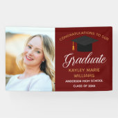 Maroon Gold Graduate Foto Graduate Party Banner (Horizontal)