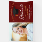Maroon Gold Graduate Foto Graduate Party Banner (Vertikal)