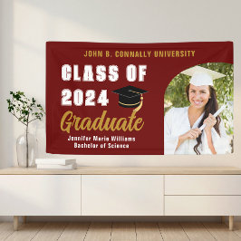 Maroon Gold Graduate Foto Graduate Party Banner
