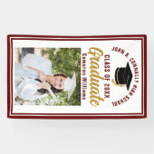 Maroon Gold Graduate Foto Vertical Abschluss Banner (Horizontal)