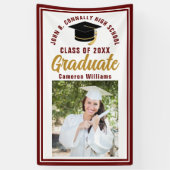 Maroon Gold Graduate Foto Vertical Abschluss Banner (Vertikal)