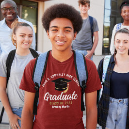 Maroon Gold Graduate Personalisiert 2023 Abschluss T-Shirt