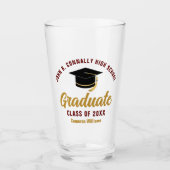Maroon Gold Graduate Personalisierter Abschluss Glas (Vorderseite)