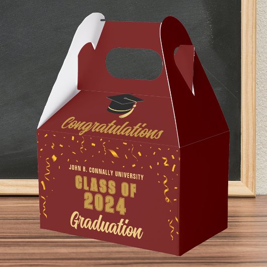Maroon Gold Herzlichen Glückwunsch 2025 Graduation Geschenkschachtel