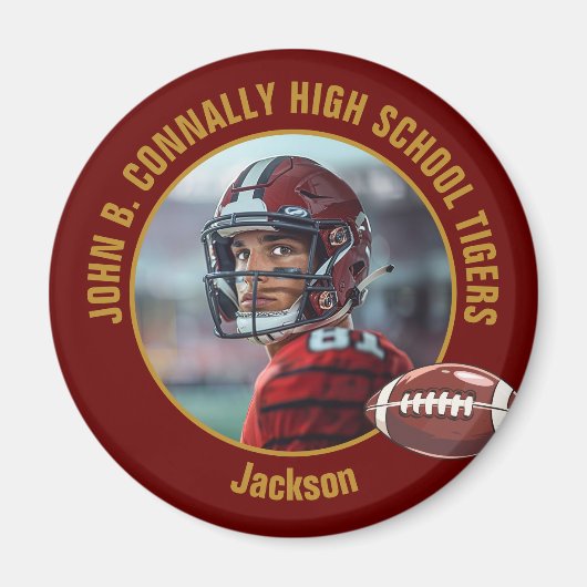 Maroon Gold High School Football Player Photo Magnet (Vorne)