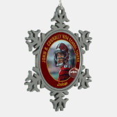 Maroon Gold High School Football Player Photo Schneeflocken Zinn-Ornament (Links)