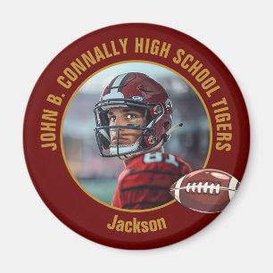 Maroon Gold High School Footballspieler Foto Magnet