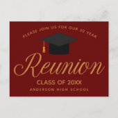 Maroon Gold High School Wiedersehen Custom Party Postkarte (Vorderseite)