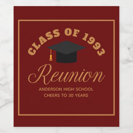 Maroon Gold High School Wiedersehen Personalisiert Weinetikett (Einzelnes Label)